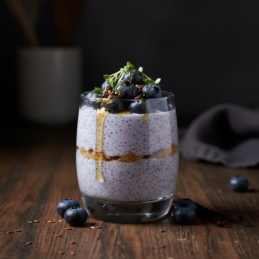 Blueberry Vanilla Chia + Flax Pudding