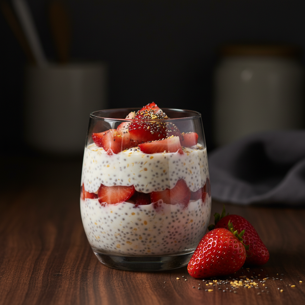 Strawberry Coconut Chia + Flax Pudding
