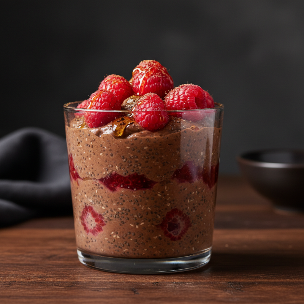 Chocolate Raspberry Chia + Flax Pudding